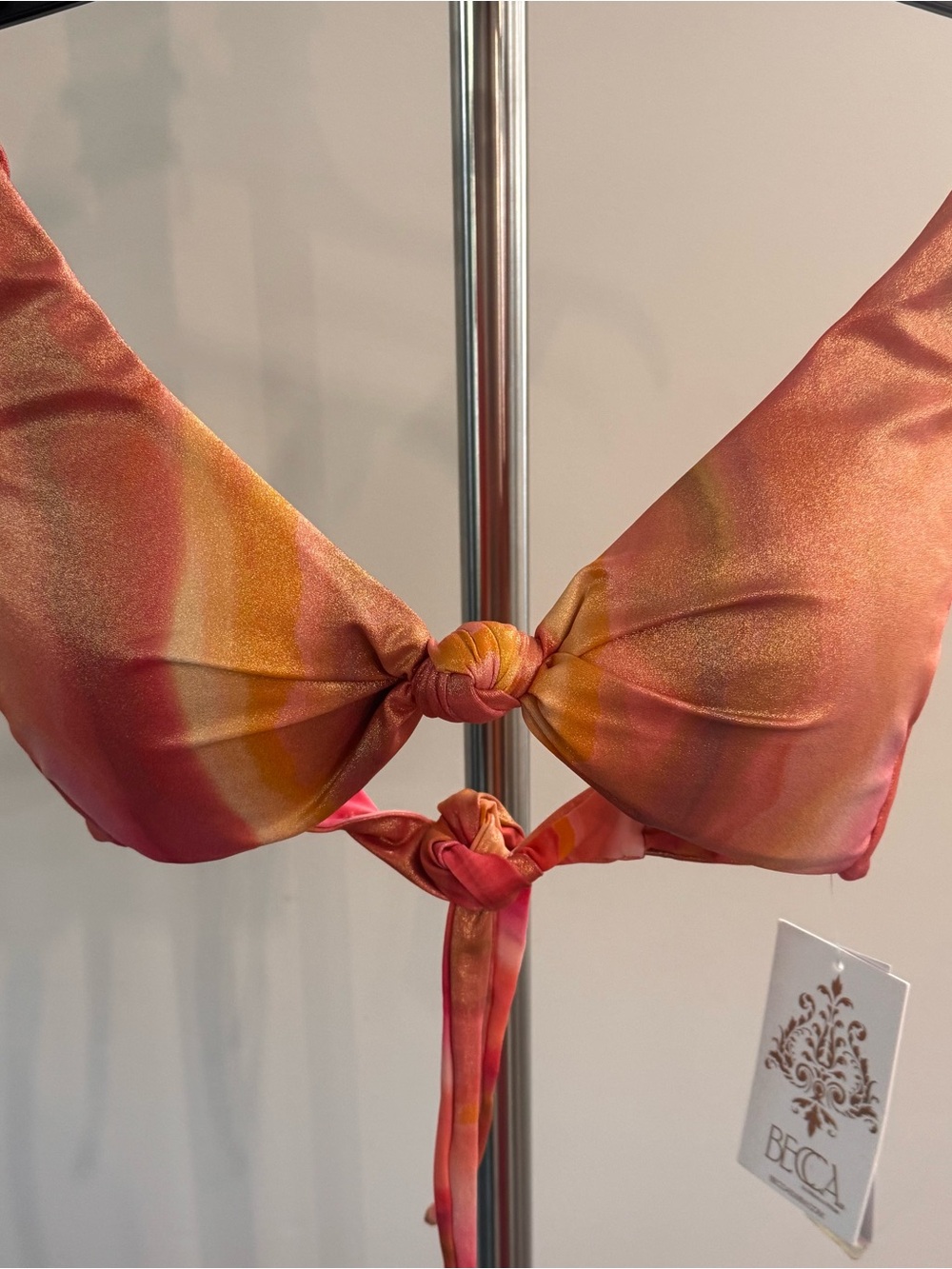 BECCA Gradient Knot Front Bikini Top  in Orange and Brown Shimmer